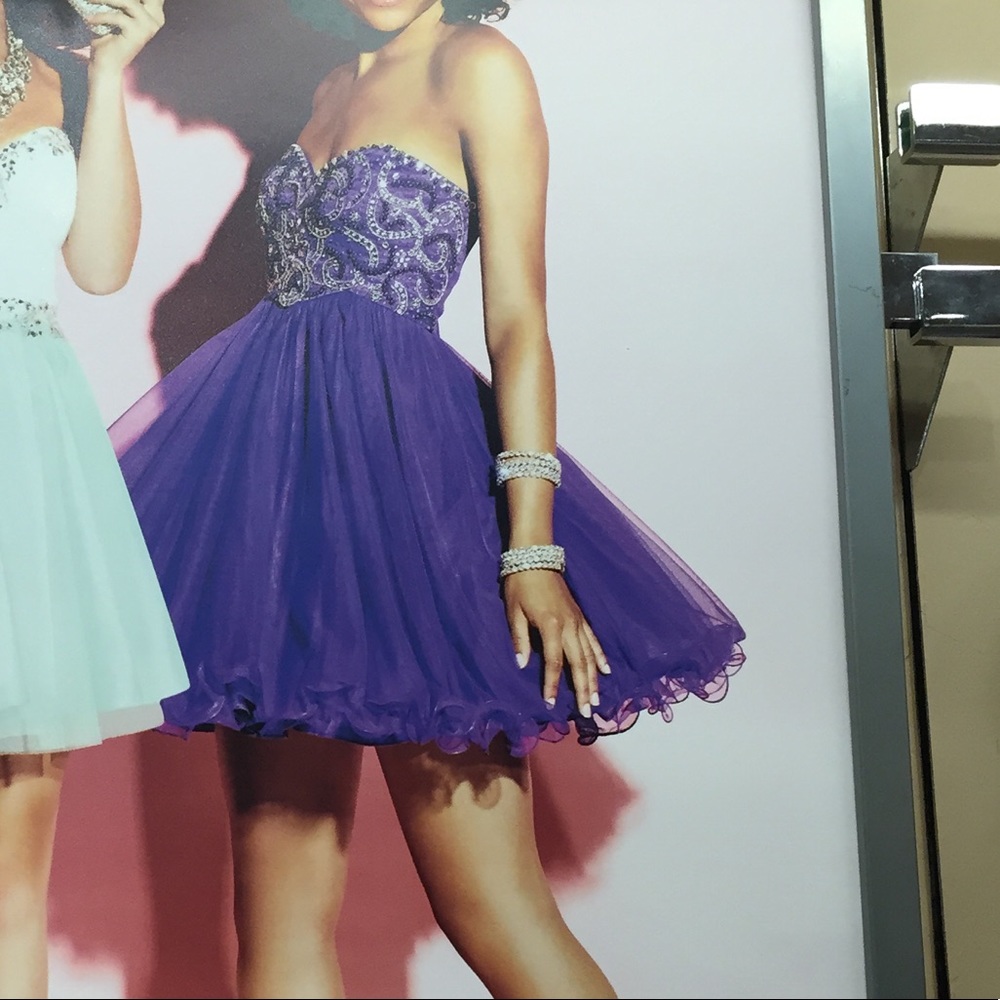 Purple Sequin Blondie Nites Homecoming Dress